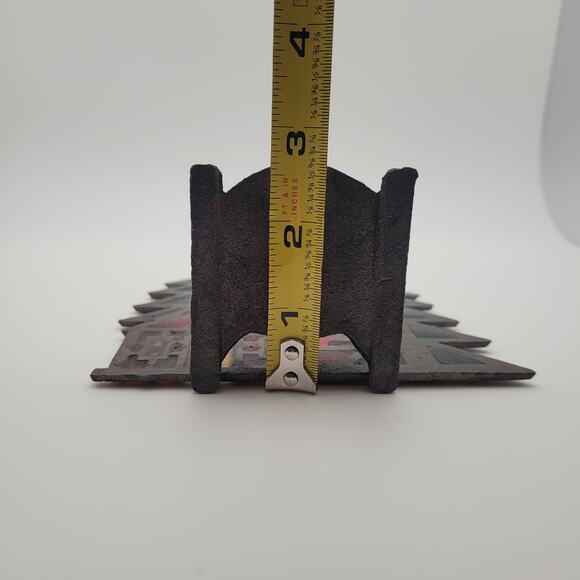 VTG Cast Iron Stained Glass Tea Light Holder Church Trees Taiwan Holiday Cozy - Picture 8 of 10